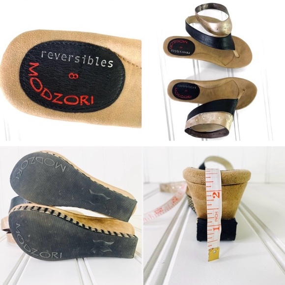MODZORI WEDGE REVERSIBLE TWISTER SANDAL MULTICOLOUR SHOE NEUTRAL SLIP ON THONG 8 - Picture 9 of 10